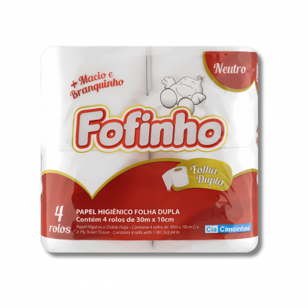 Papel Higiênico Fofinho Folha Dupla Neutro (4 rolos 10cm x 30m)