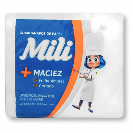 Guardanapo Folha Simples - (21cm x 22cm Com 50 folhas) - Mili