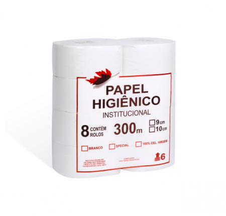 32 - Papel Higiênico 100% celulose (8 rolos 300m x 10cm)
