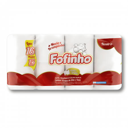 Papel Higiênico Fofinho Folha Dupla (16 rolos x 10cm x 30m)
