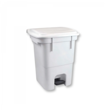 Lixeira Plástica 50L c/ Pedal Branca - Plasvale