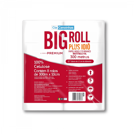 Papel Higiênico Big Roll Plus Folha dupla (8 rolos x 10cm x 300m)