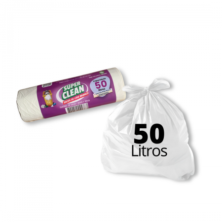 Saco de Lixo Branco Rolo 50L - 50 Und