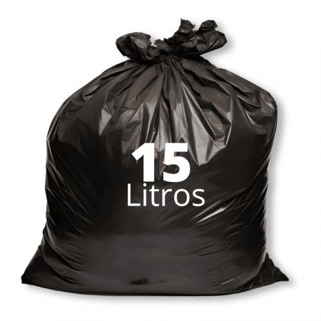 Saco de Lixo Preto 15 Litros - 50 Und