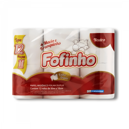 Papel Higiênico Fofinho Folha Dupla (12 rolos x 10cm x 30m)