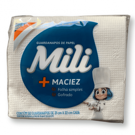 Guardanapo Folha Simples F3 - (21cm x 22cm Com 50 folhas) - Mili
