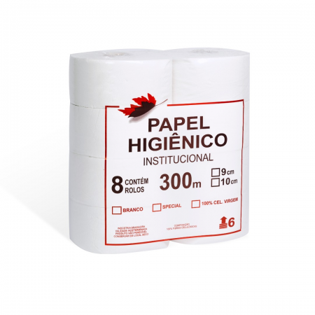 Papel Higiênico Branco (8 Rolos 300m x 9cm)