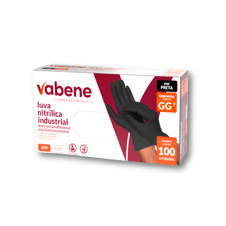 1329 – Luva Nitrílica Preta Sem Pó (Tam. GG100 und) – Vabene