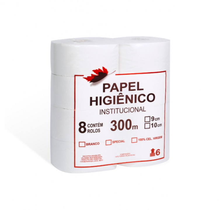 32 - Papel Higiênico 100% celulose (8 rolos 300m x 10cm)