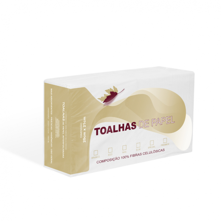 1000 - Interfolhas Branco (800 folhas x 20cm x 21cm) - Leaf