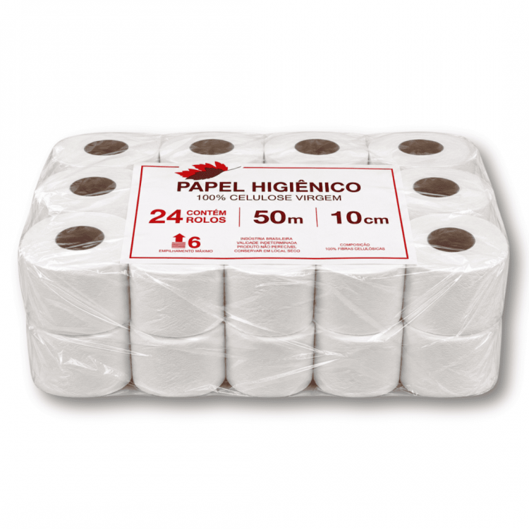 136 - Papel Higiênico Folha Dupla - ( 24 rolos x 50m ) - Leaf