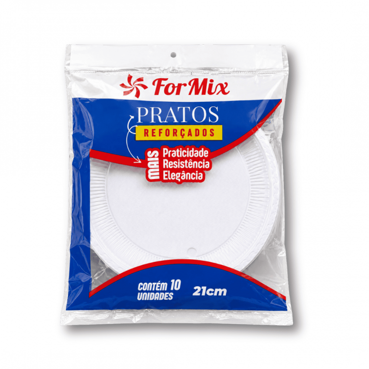 1021 – Prato Descartável Branco 21cm 10 Und – Formix