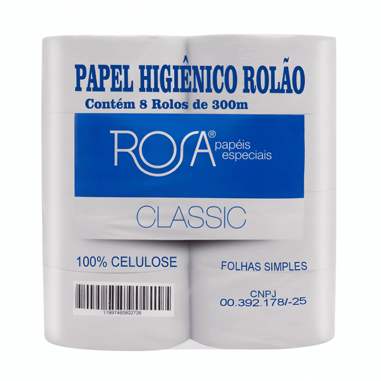 Papel Higiênico Folha Simples (8 Rolos 300m x 10cm) - Isarosa