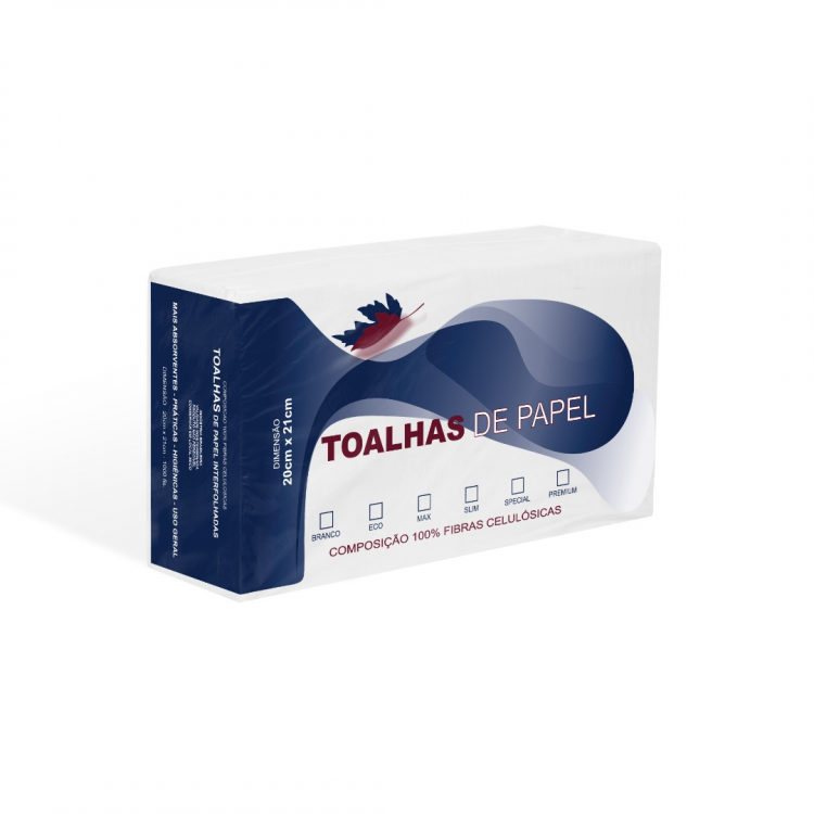 157 - Interfolhas Slim 100% Celulose Virgem (1000 folhas x 20cm x 21cm) - Leaf