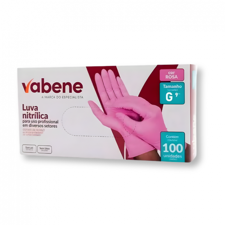 Luva Nitrílica Rosa - (Tam. P 100und) - Vabene