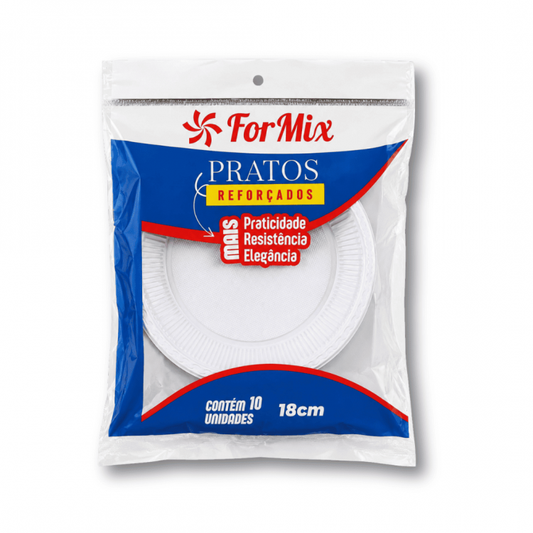 1325 - Prato Descartável Branco 18cm 10 und – Formix