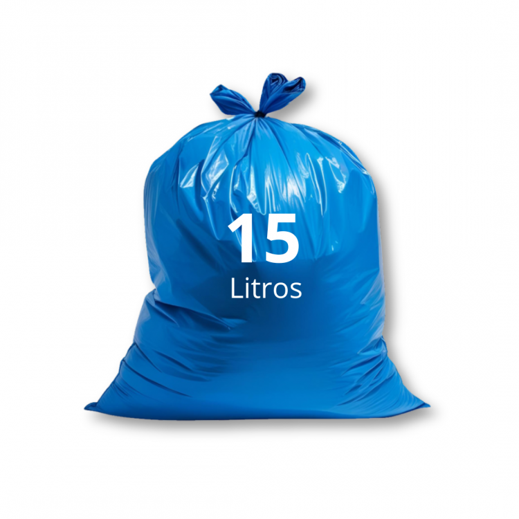 1253 - Saco de Lixo Azul Rolo 15 Litros - 100Und