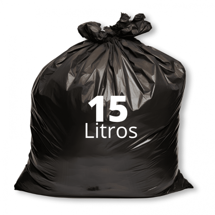 Saco de Lixo Preto 15 Litros - 50 Und