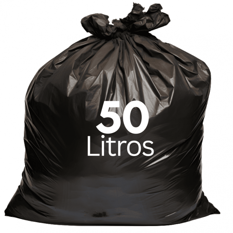 Saco de Lixo Preto 50 Litros - 50und