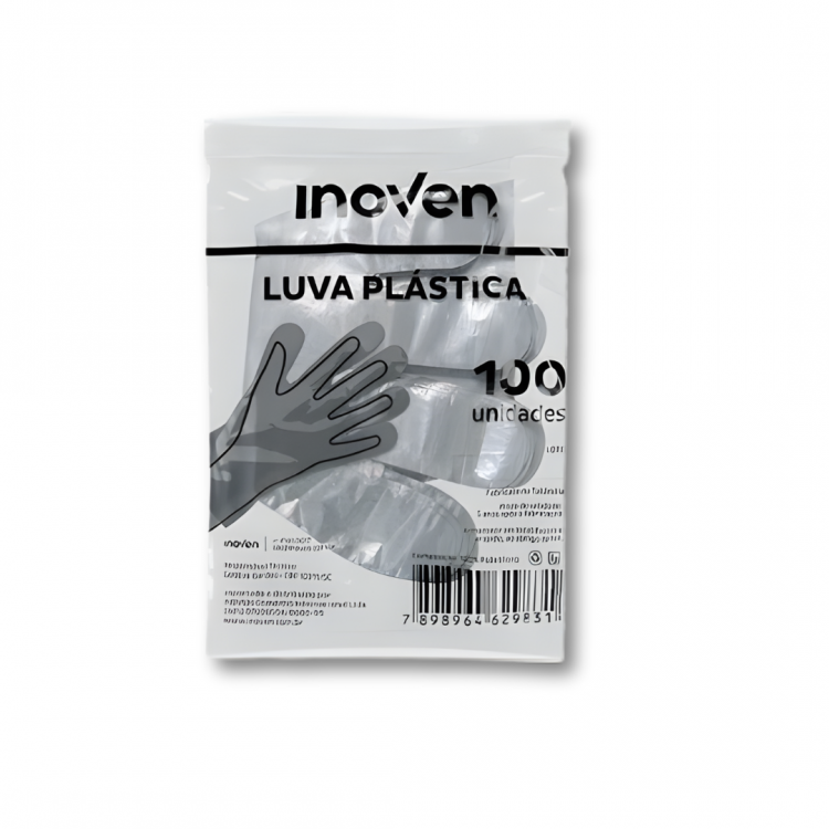819 – Luva Plástica Transparente c/ 100 un – Inovem