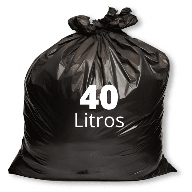 Saco de Lixo Preto 40L - 100 Und