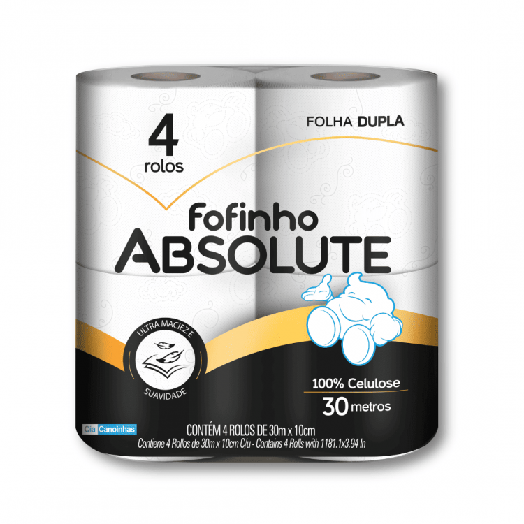 1313 - Papel Higiênico Folha Dupla Absolute - (4 rolos x 10cm x 30m) - Fofinho